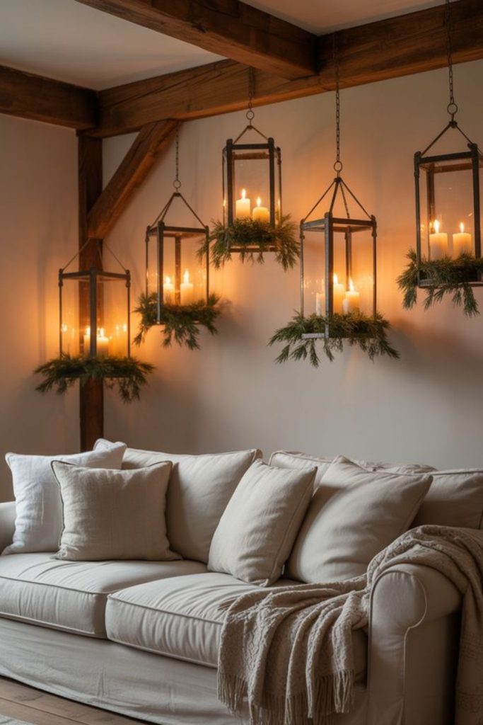 Rustic lantern corner arrangement