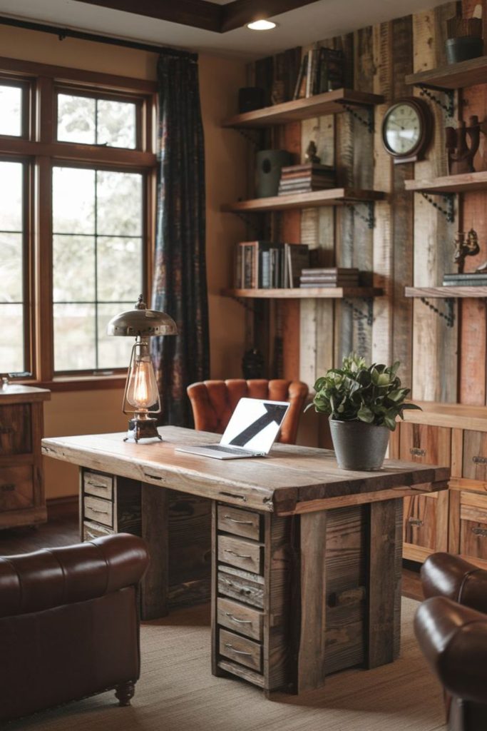 Rustic pantry transformed desk nook