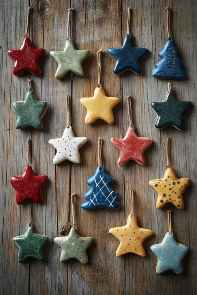 Handmade golden salt dough star shapes