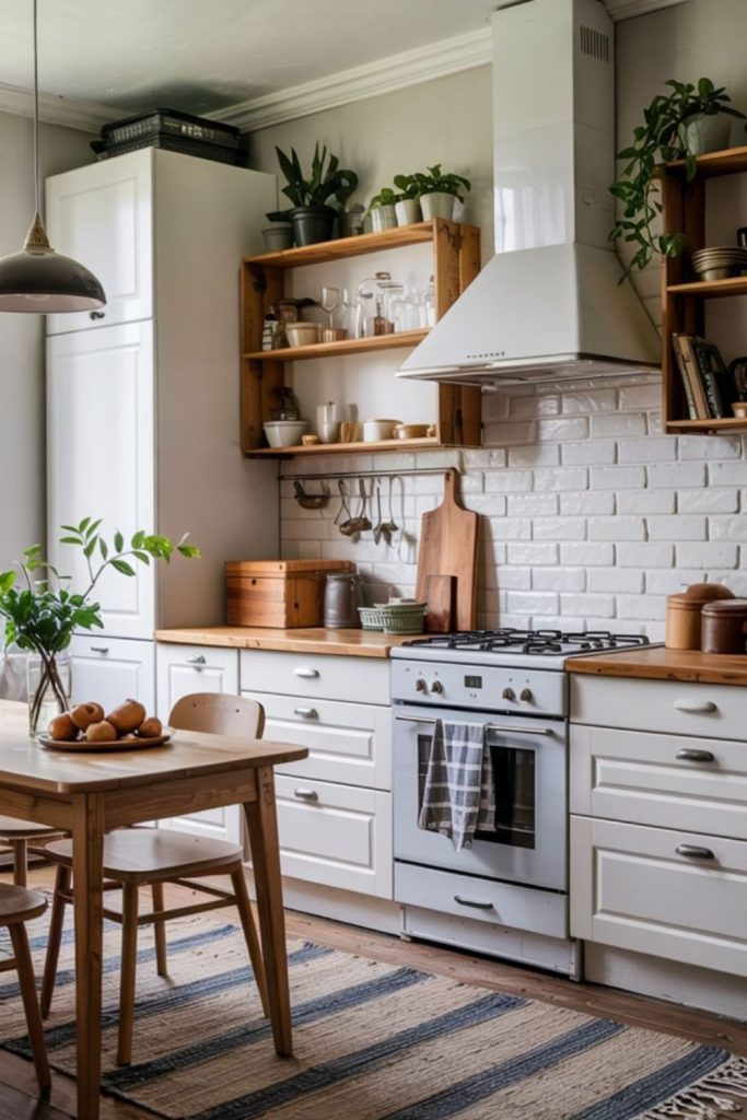 Scandinavian minimalist farmhouse kitchen blend.