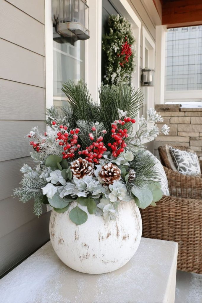 Scarlet winterberry basket entry feature
