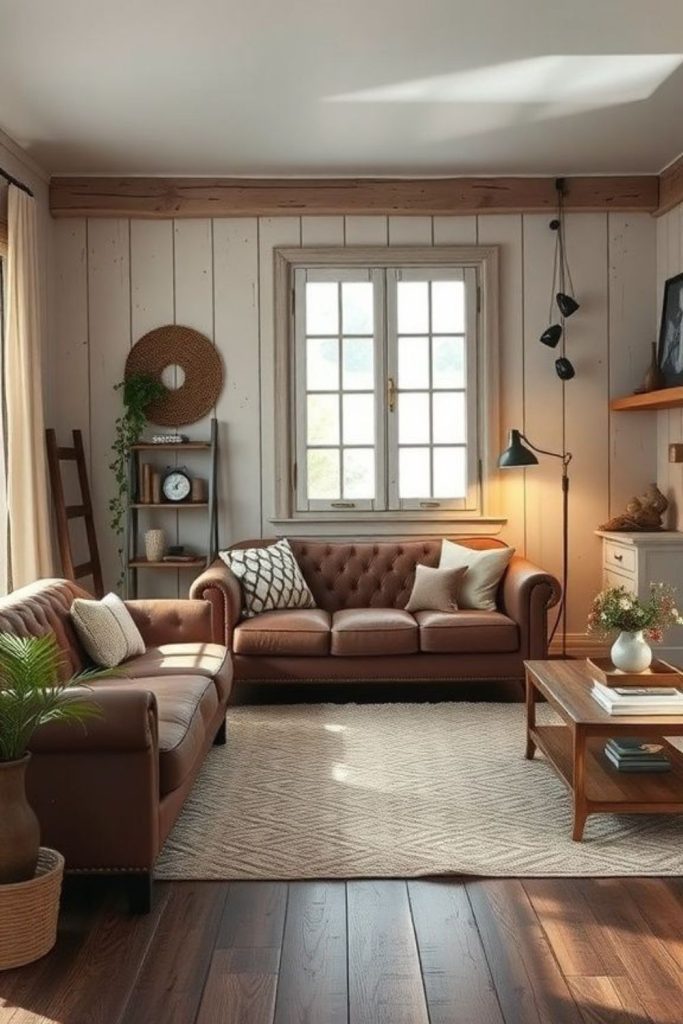 Serene woodland brown leather corner