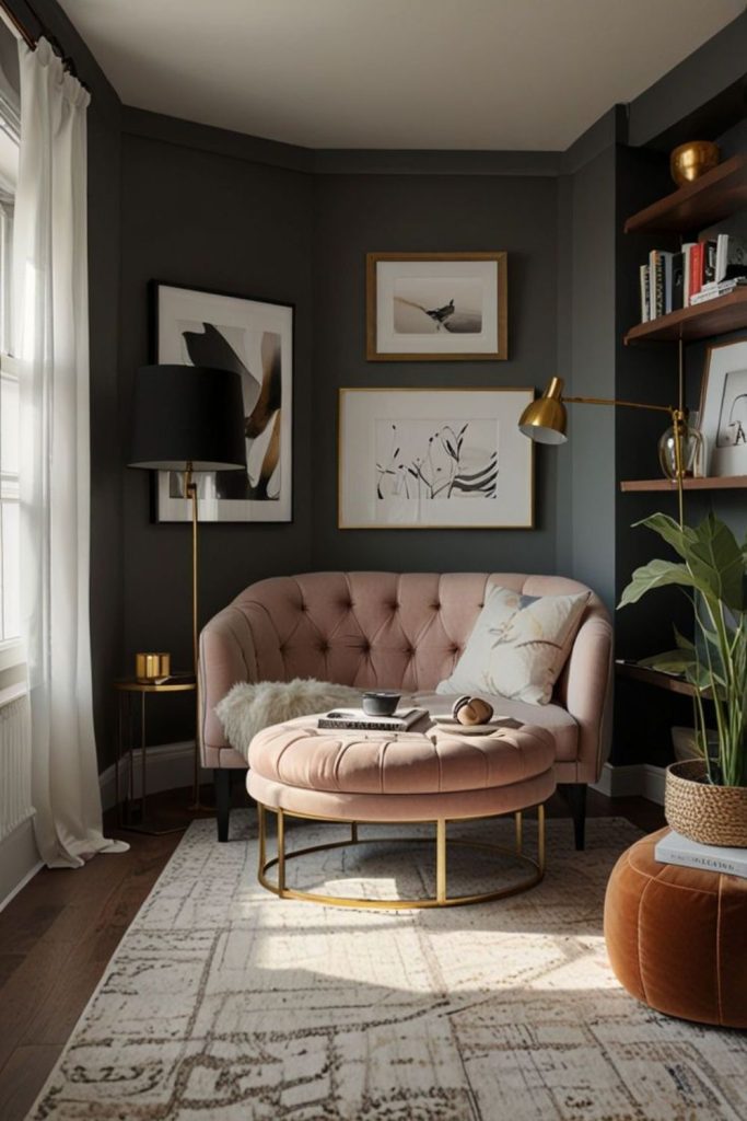 Gray walls intimate cozy nook