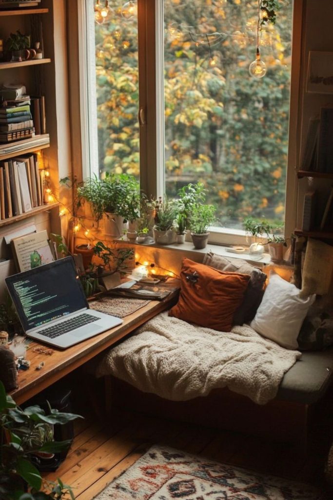 Slate windowsill calm reading station