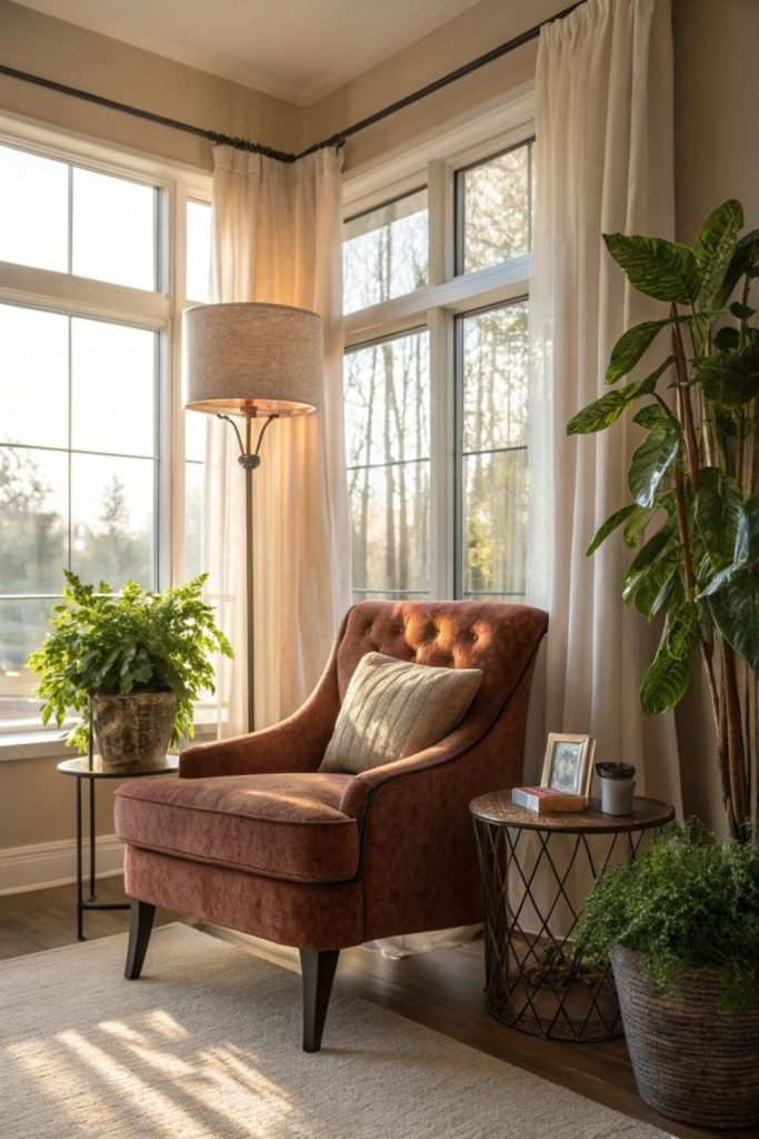 Linen window corner relaxing moment.