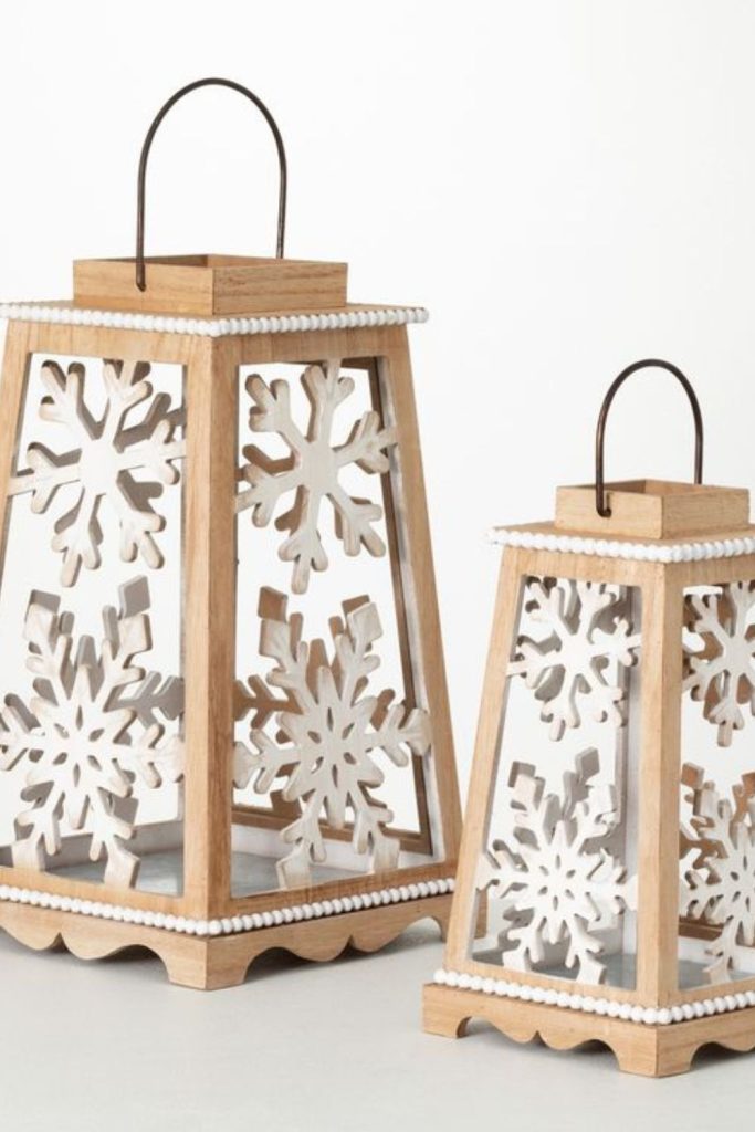 Lantern crest carved with rustic detail