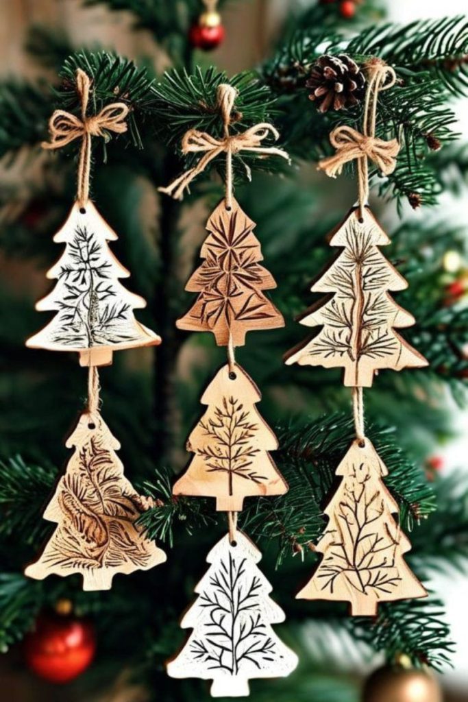 Slim pine pendant crafted from wood