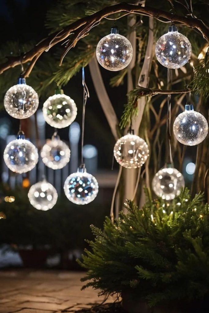 Large decorative bells with lights and frost