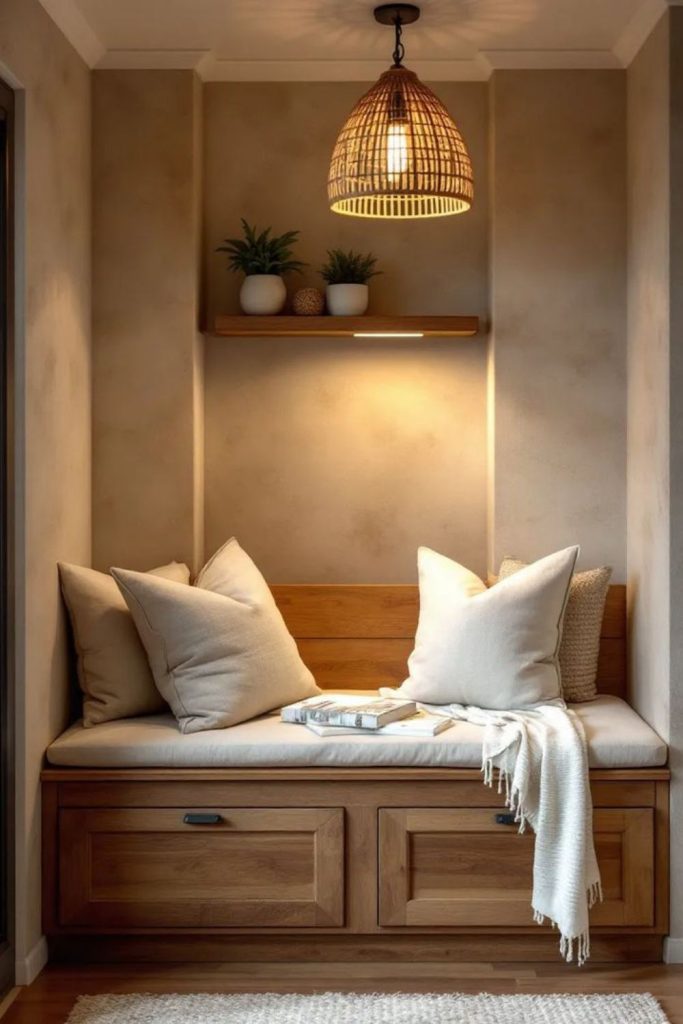 Muted terracotta small living space