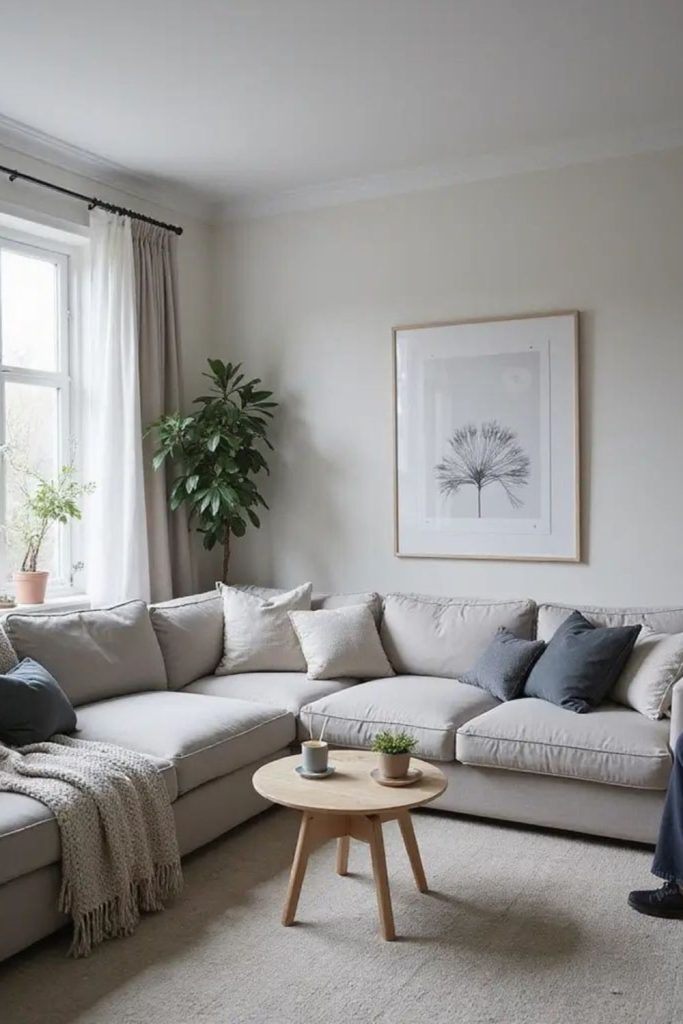 Soft gray serene living room.