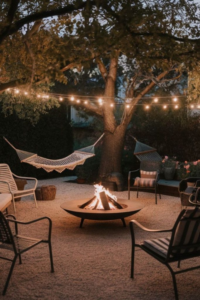Hammock seating around fire pit