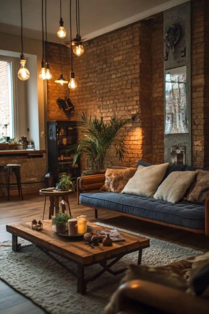 Tobacco-toned living barn rustic look.