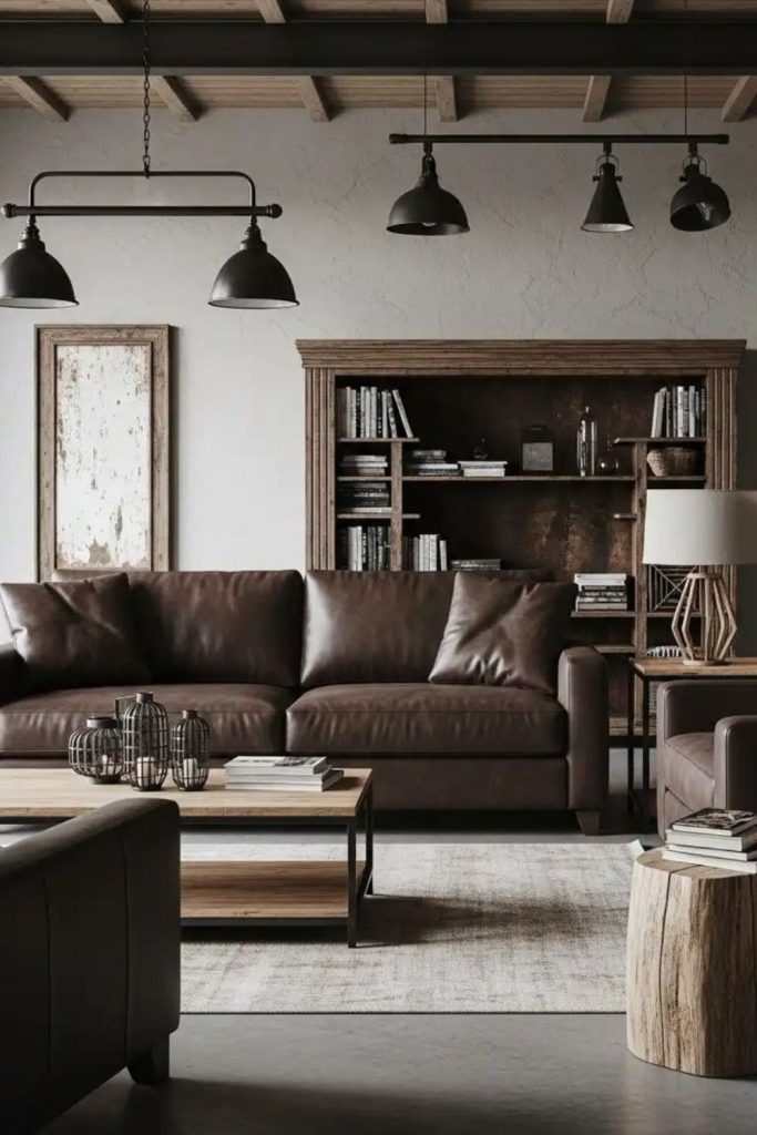 Umber brown moody twilight modern loft.