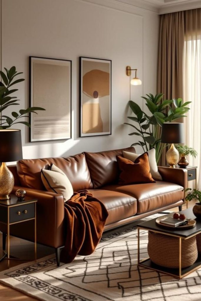 Urban chic brown leather living