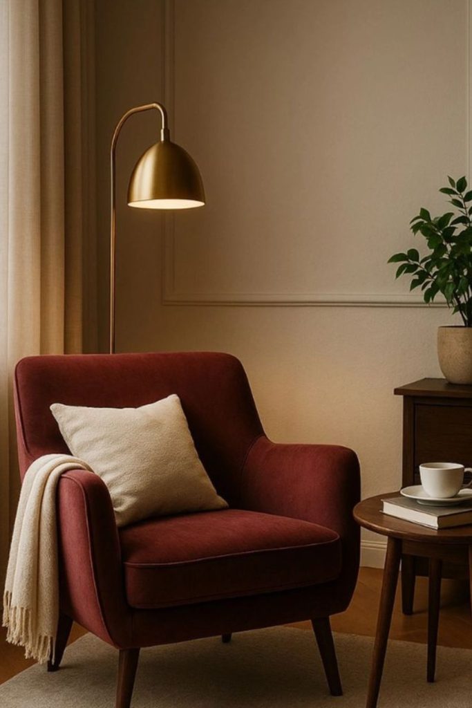 Burgundy velvet chairs intimate circle