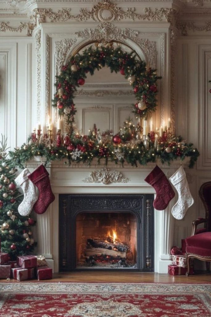 Warm velvet hearth with nostalgic candlelight.