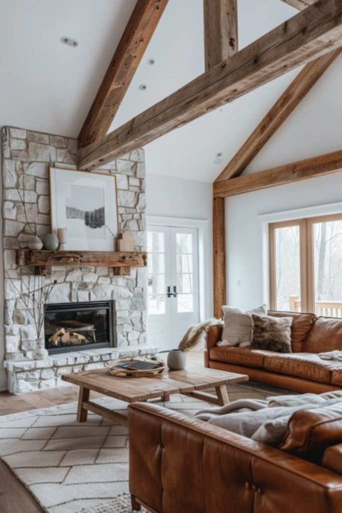 Cozy rustic lounge timber textures