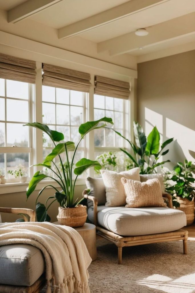 Linen chairs soft sunlight ambiance