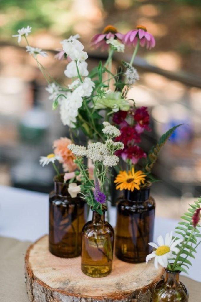 Dried wildflower bud vase display