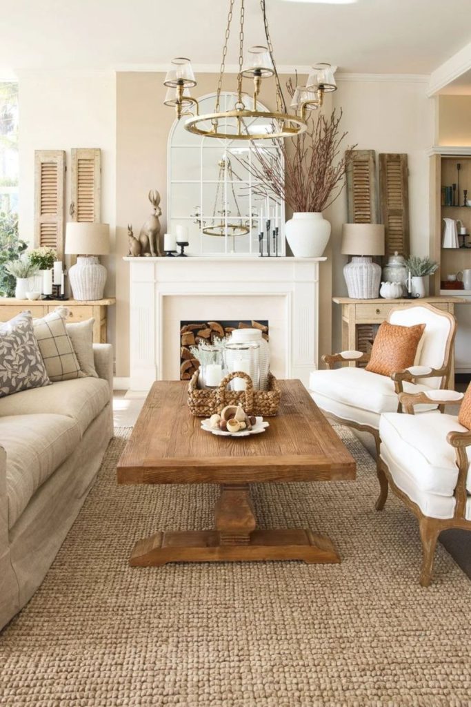 Sunlight farmhouse lounge with wildflowers