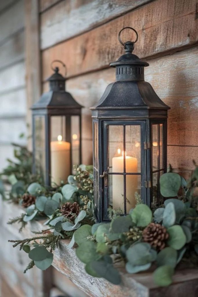Candle sconces with pine accents.