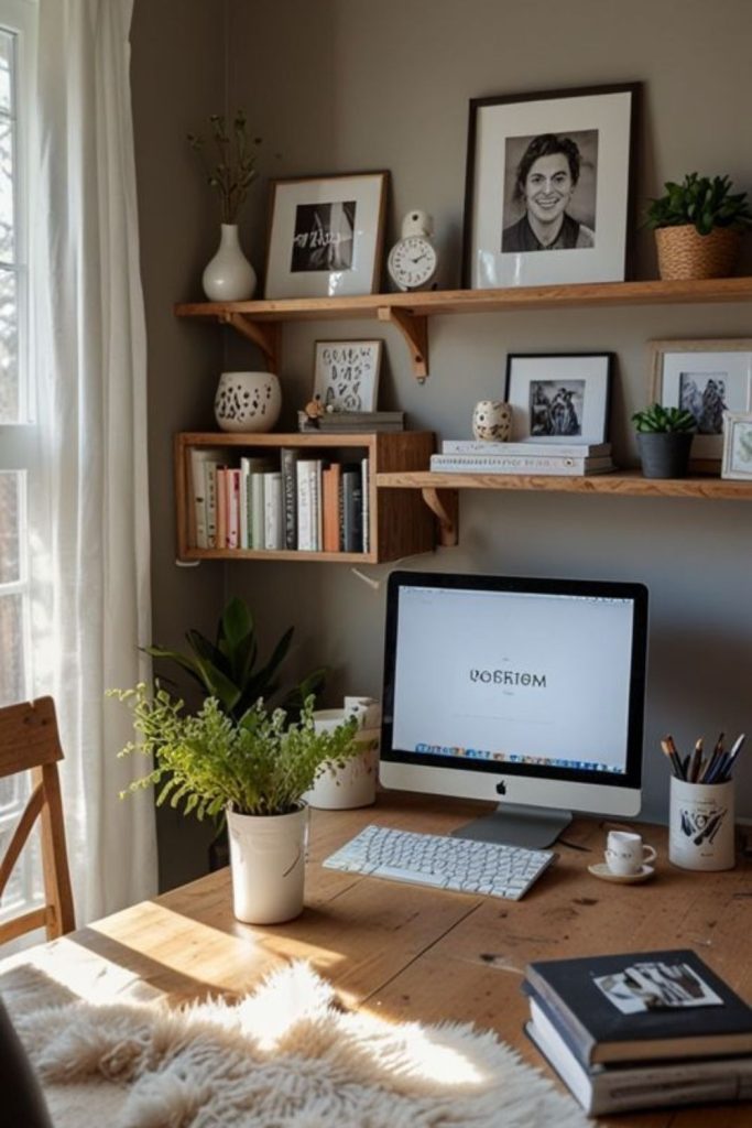 Wool accented warm winter workspace