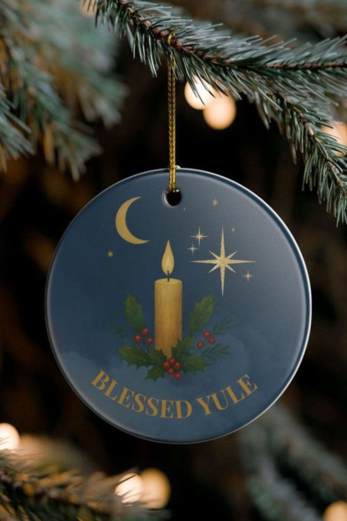 Wooden candle crest with warm glow