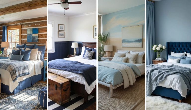 30 Refreshing Farmhouse Bedroom Ideas Blue