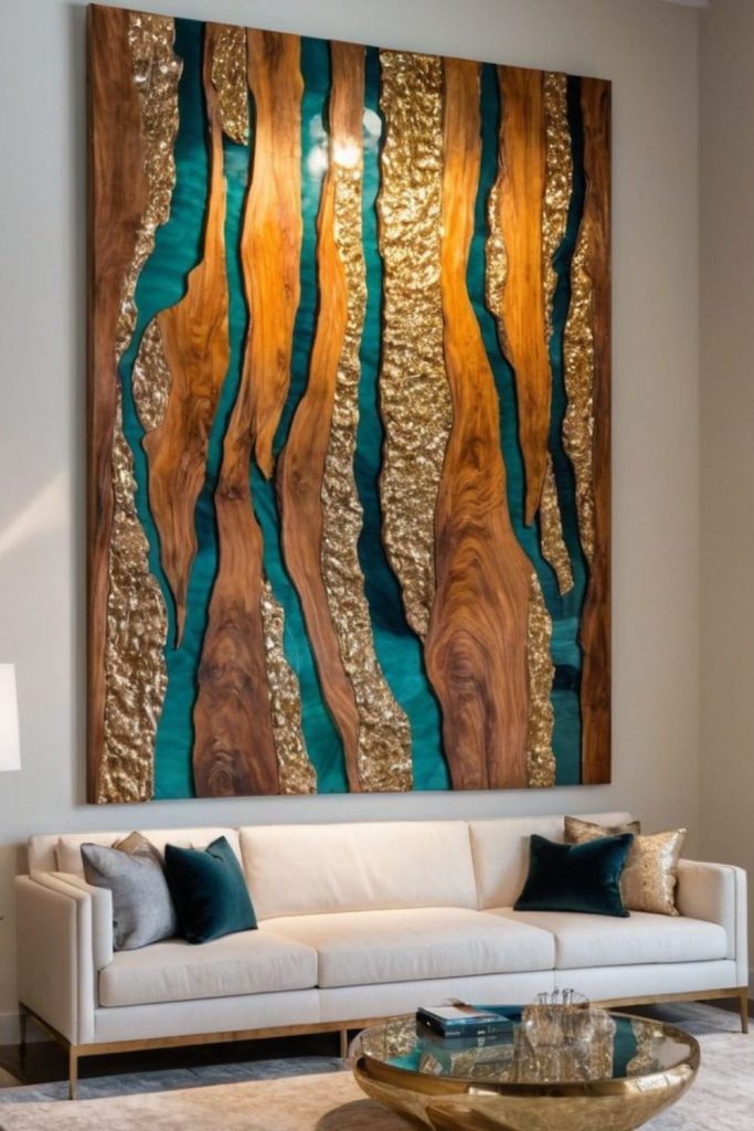 Swirled resin panels creating vibrant textures