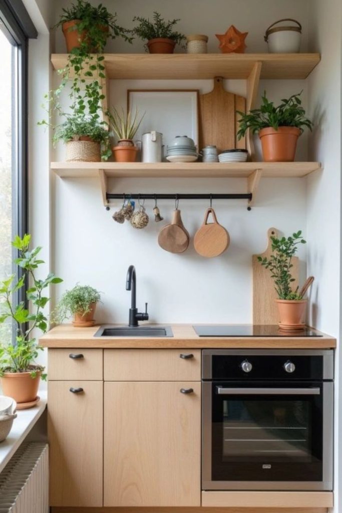 Continuous wooden finishes wrap compact spaces