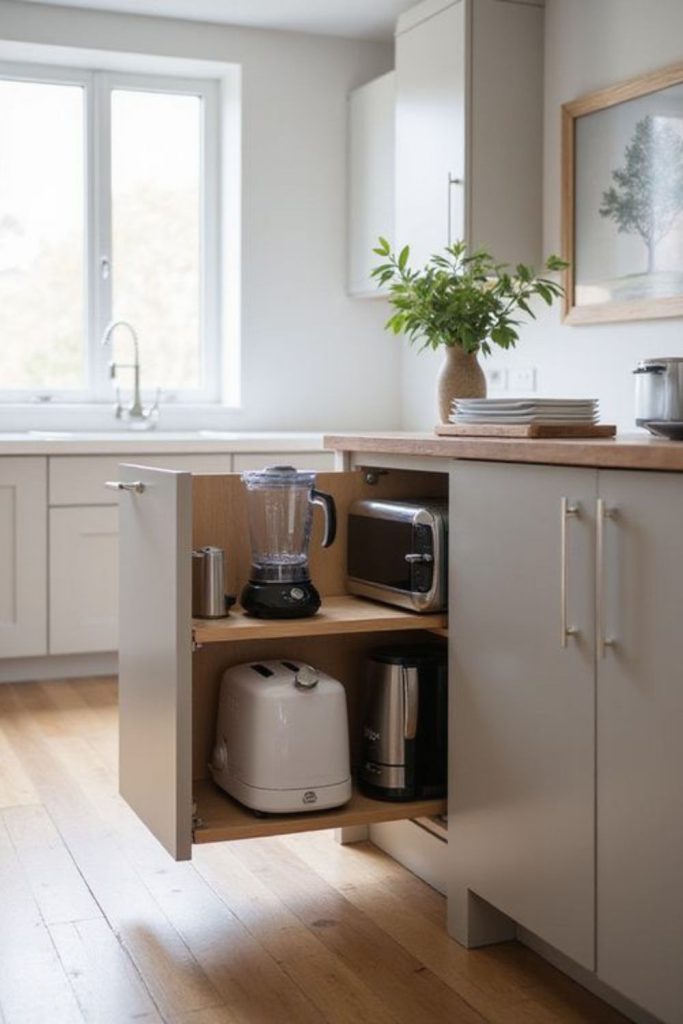 Under-counter drawers save vertical space