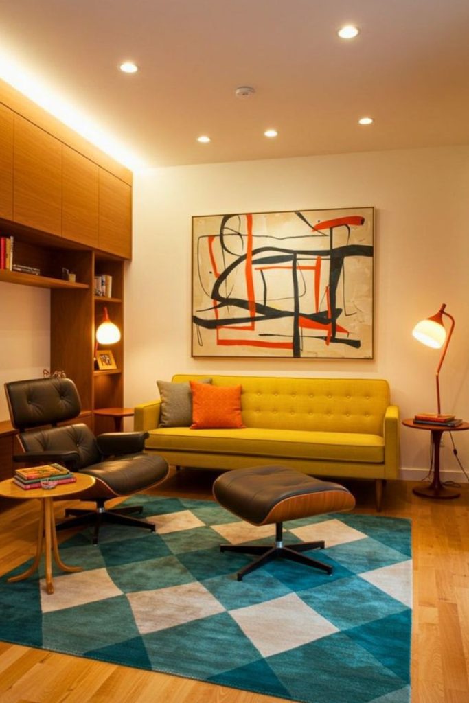 Playful atomic age midcentury interior