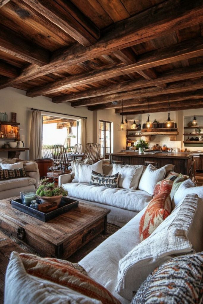 Rustic barnwood farmhouse living space