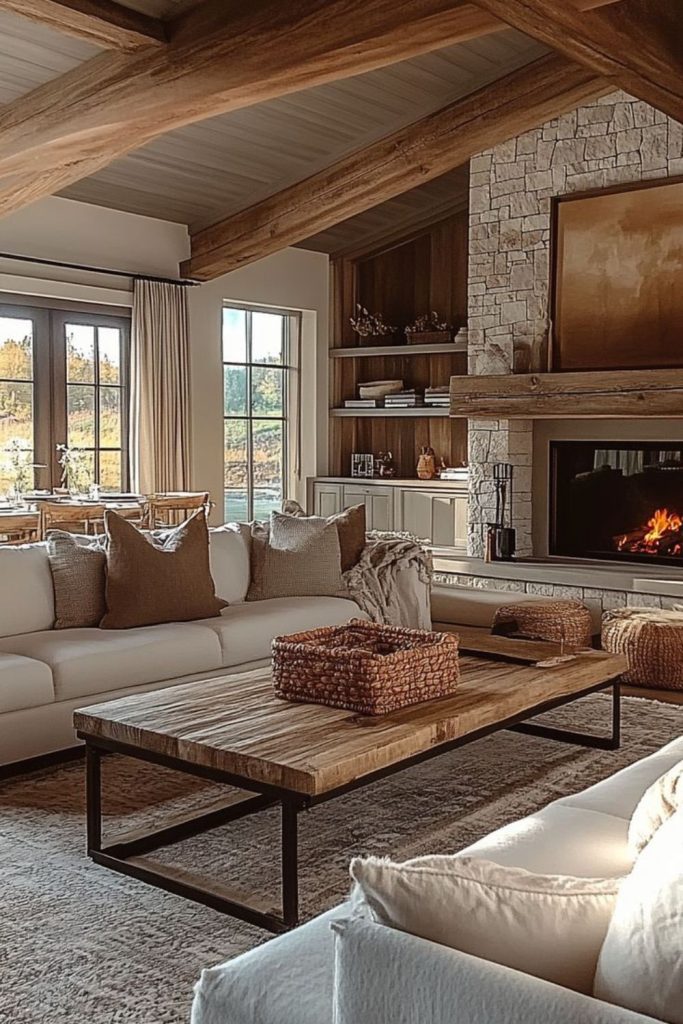 Warm country barn living space