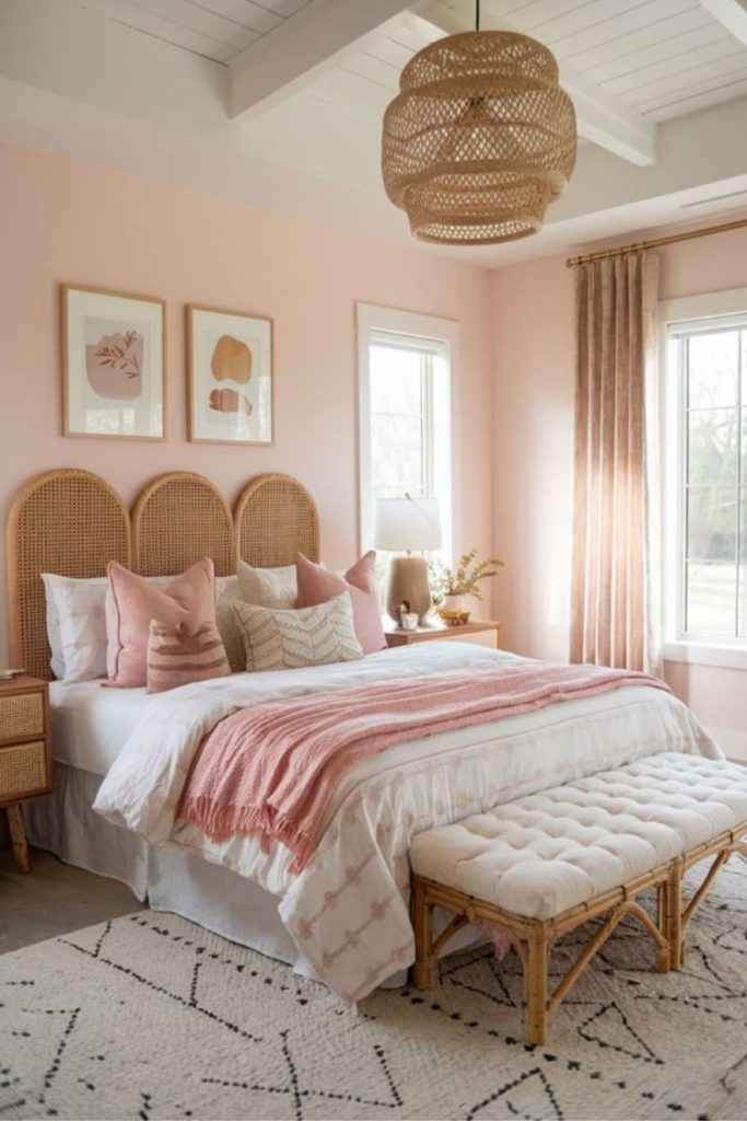 Colorful bohemian bedding with sunset hues