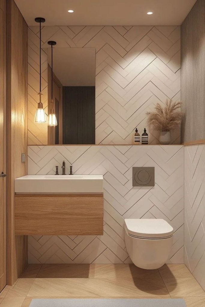 Statement tile small bathroom accent