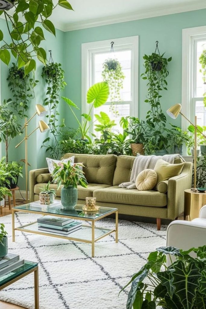 Indoor plants green leafy calm chamber