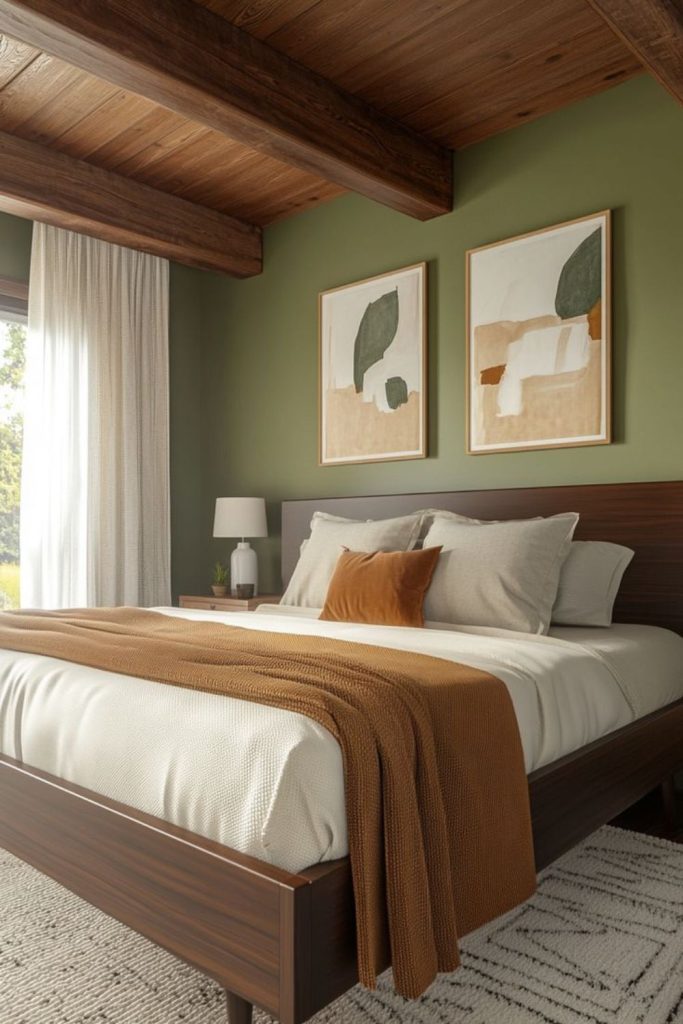 Brass accent mid century bedroom decor