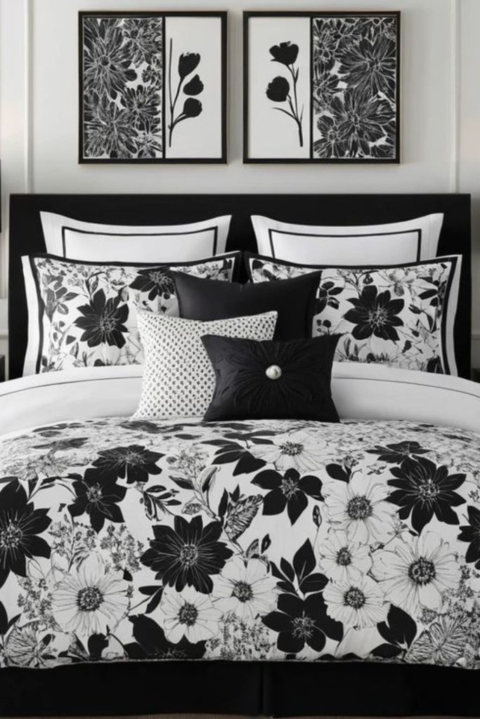 Black and white creative bedding