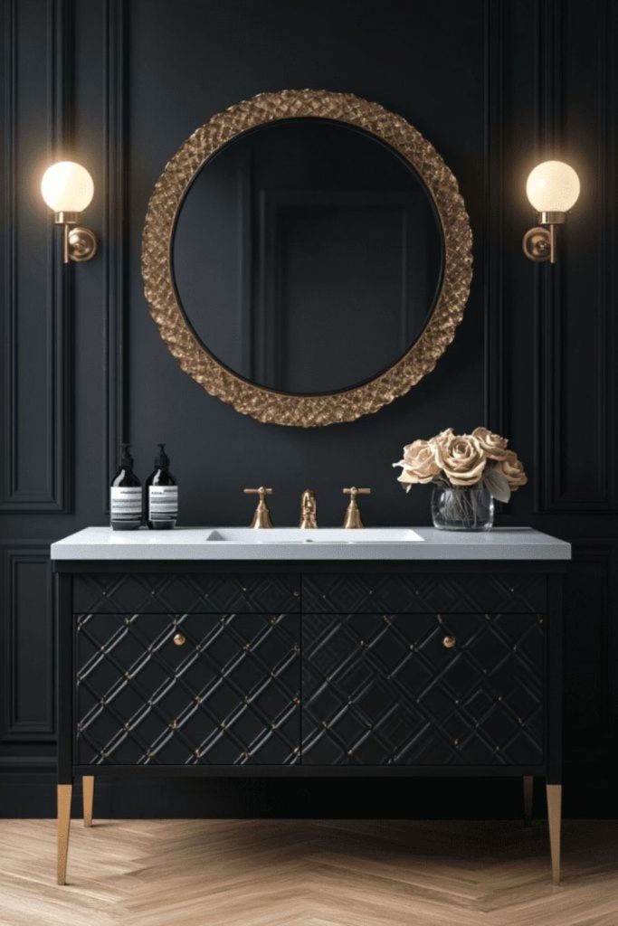 Black and gold luxury vanity