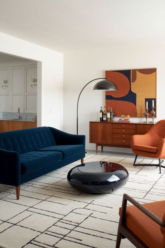 Chrome futuristic midcentury modern lounge