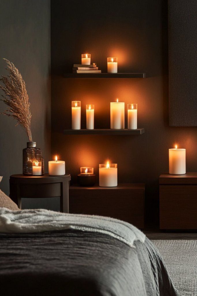 Amber lights cloud seating incense artwork shadows