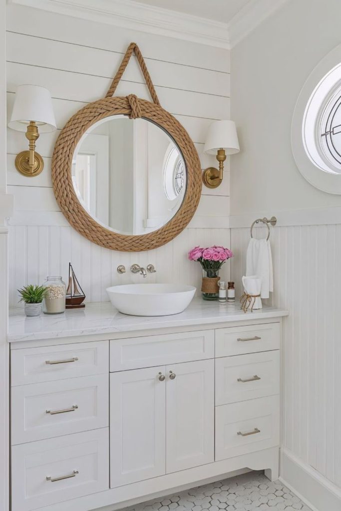 Nautical coastal style vanity decor