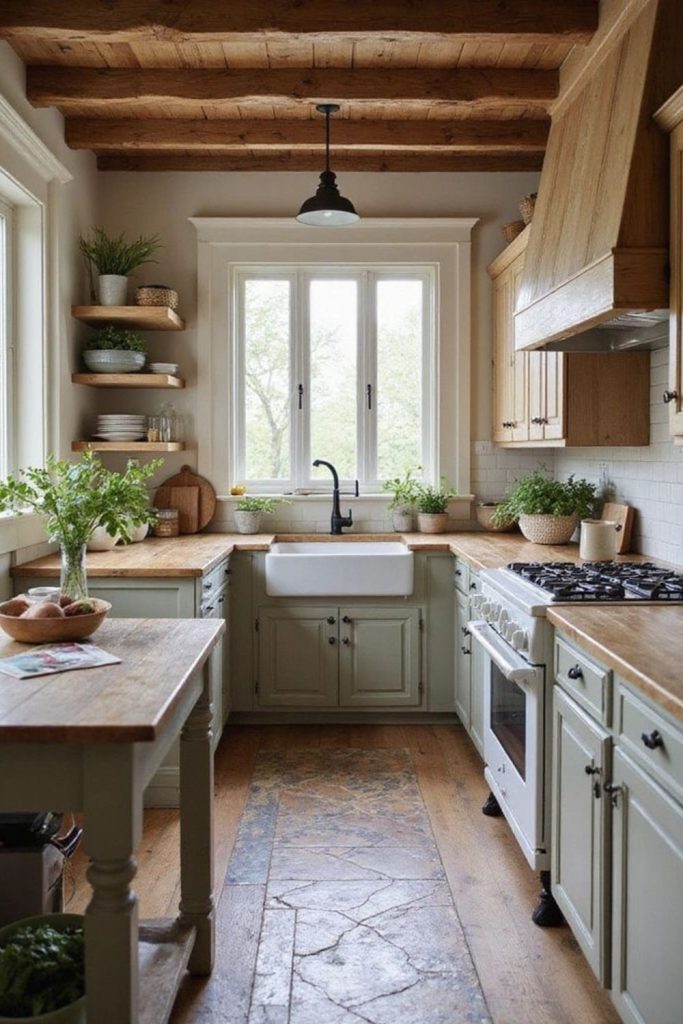 Stone backsplash kitchen with earthy textures