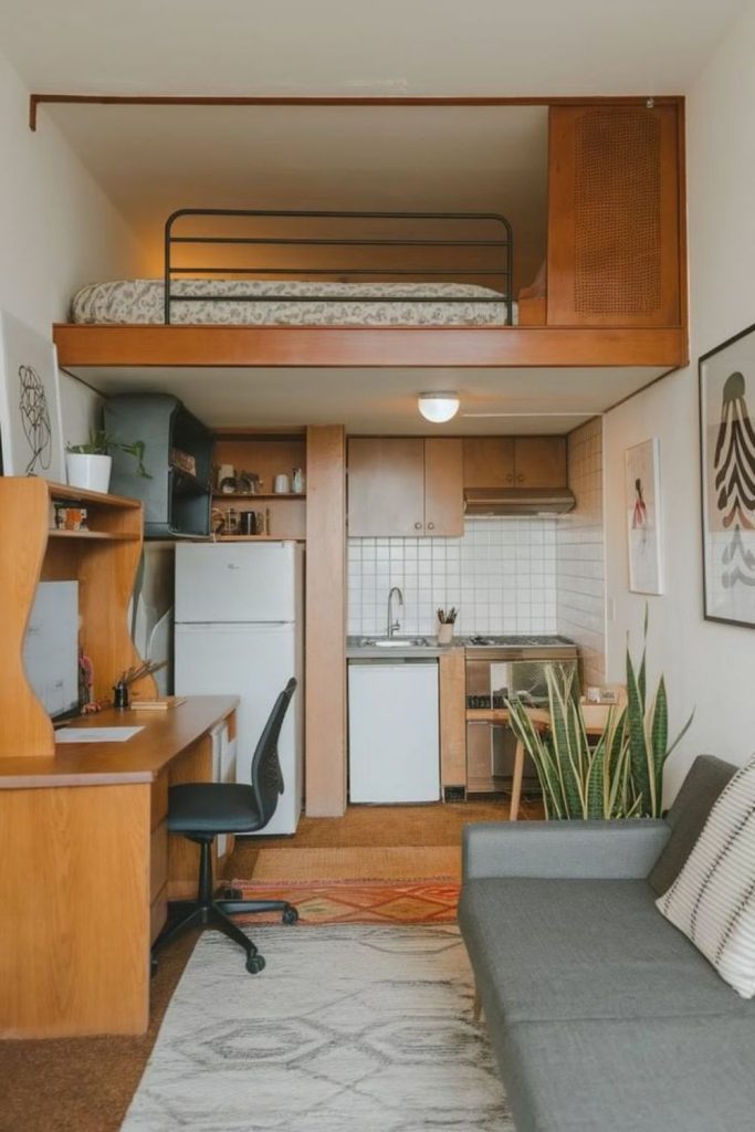 Bold colorful small studio interior