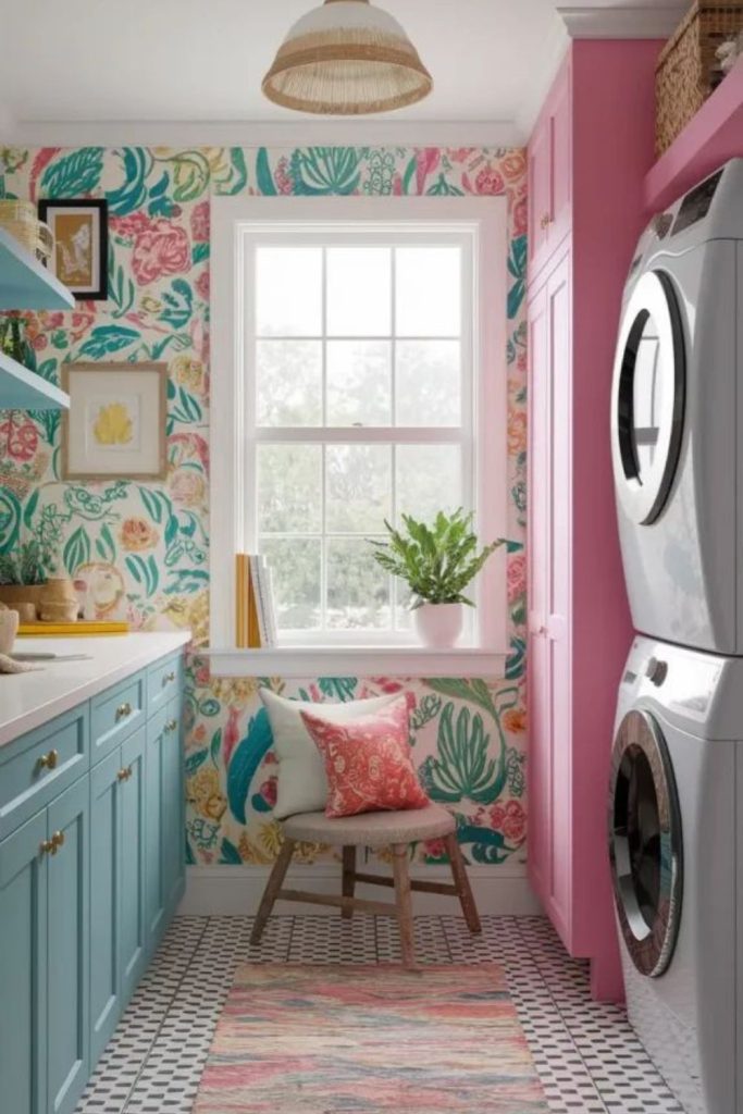 Bright primary colors playful compact space