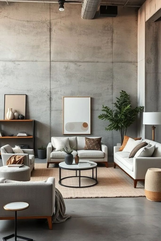 Polished concrete surfaces with industrial charm.