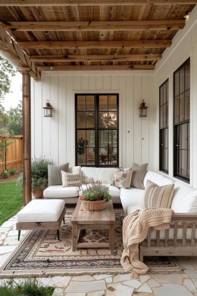 Sunlit porch style country interior