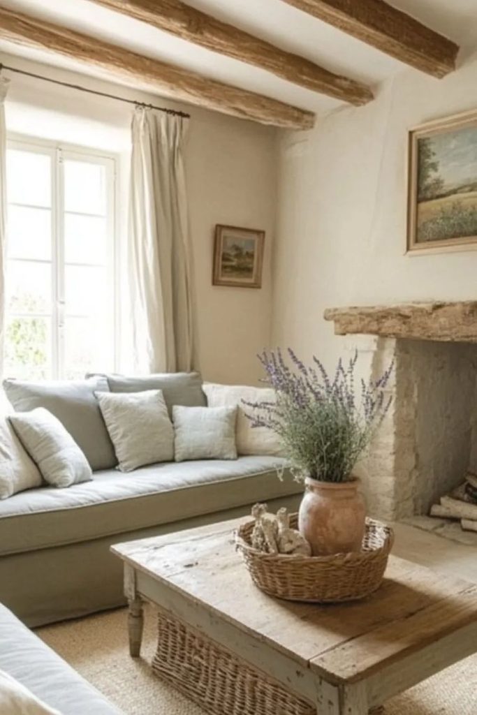 Countryside hearth cozy lounge area