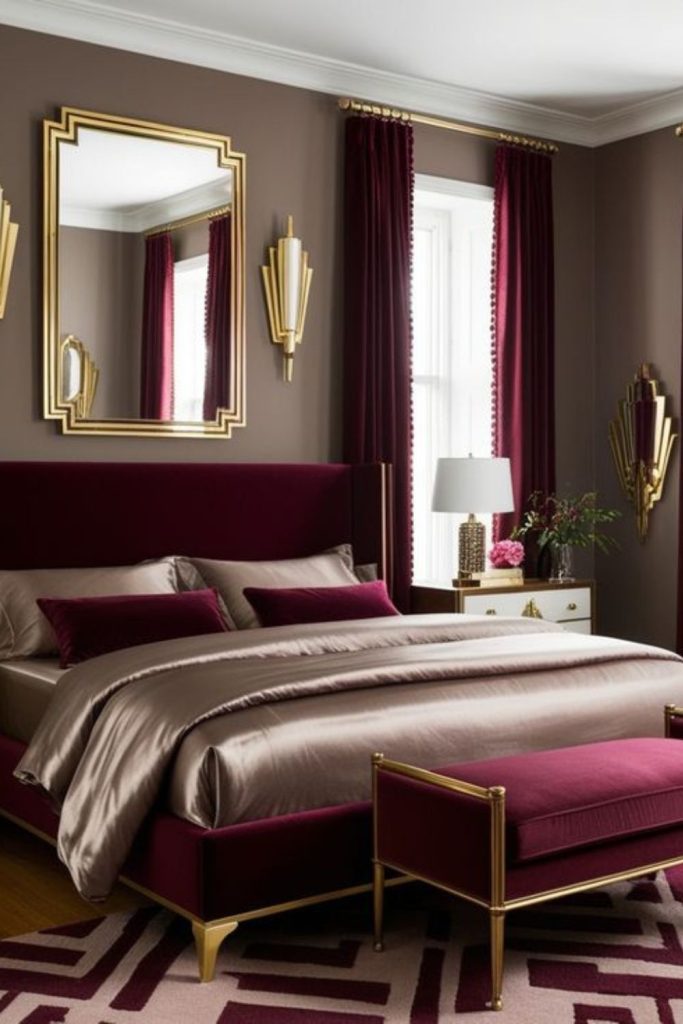 Cranberry luxe cozy warm bedroom